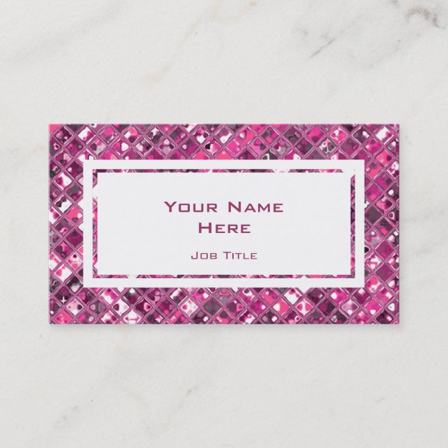 Glitz Tiles Hot Pink 1  white rectangle Business Card (Front)