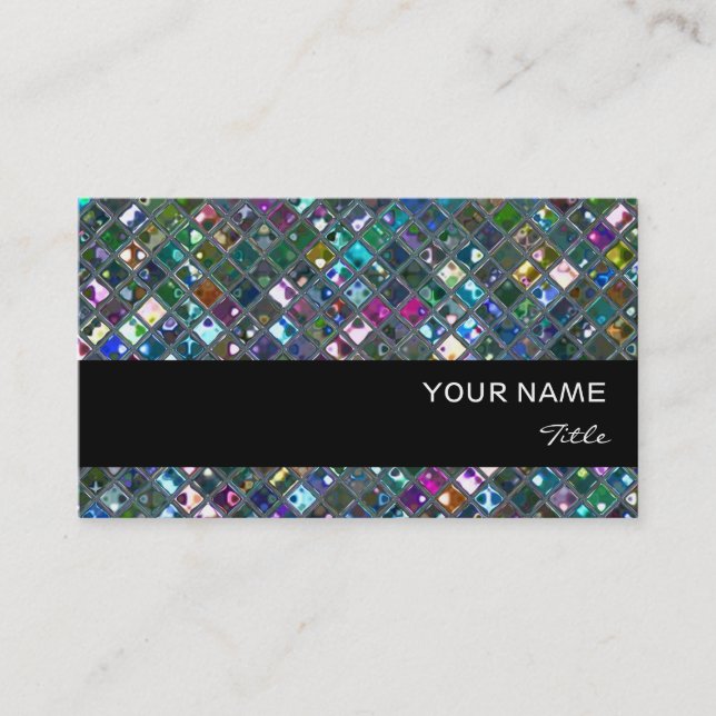 Glitz Tiles Multicoloured  2 print black stripe Business Card (Front)