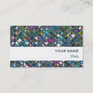 Glitz Tiles Multicoloured 2 print white stripe Business Card