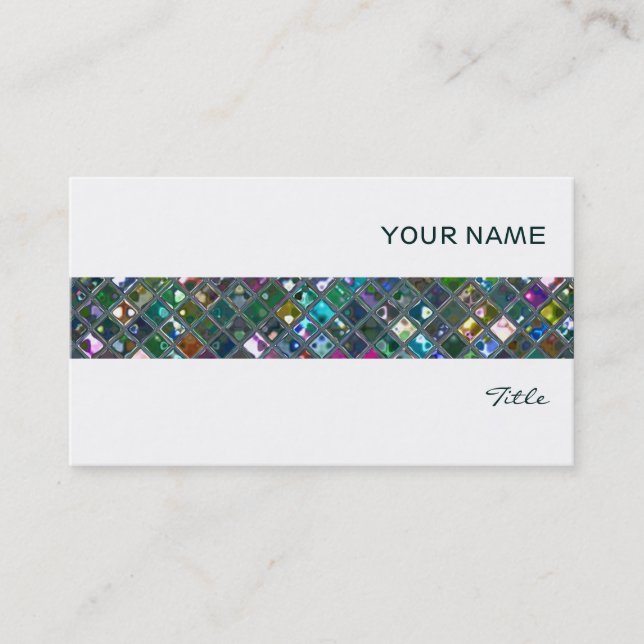 Glitz Tiles Multicoloured 2 tile stripe white Business Card (Front)