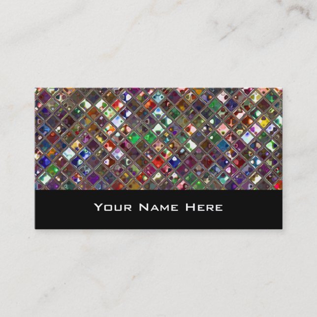 Glitz Tiles Multicoloured business card black (Front)