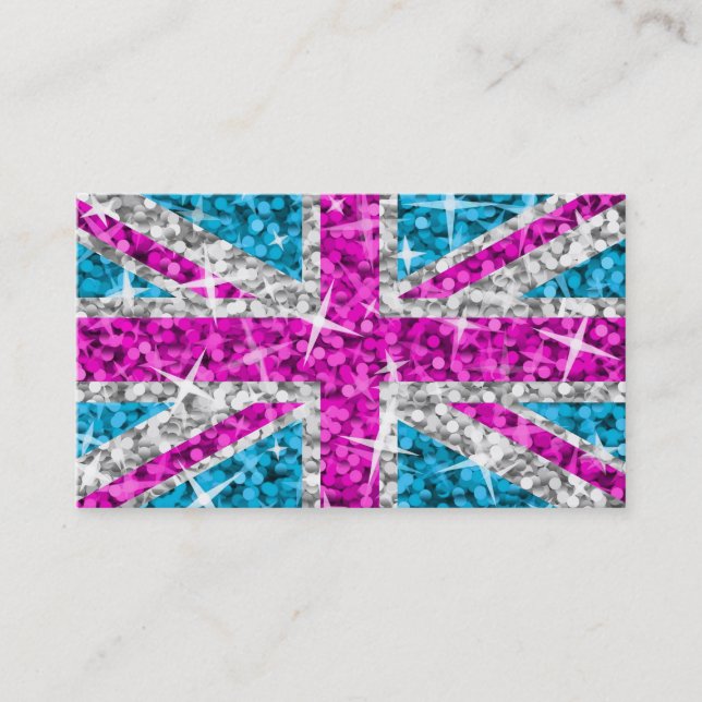 Glitz UK Pink modèle de carte de visite blanc (Devant)