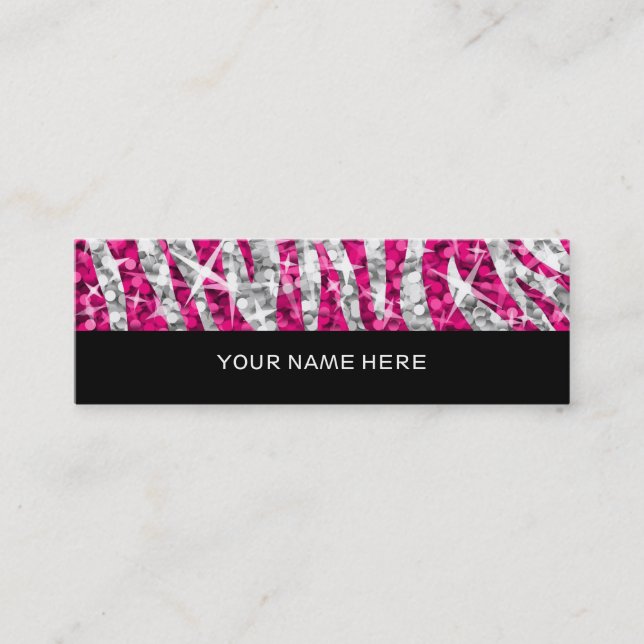 Glitz Zebra carte de visite rose maigre noir (Devant)
