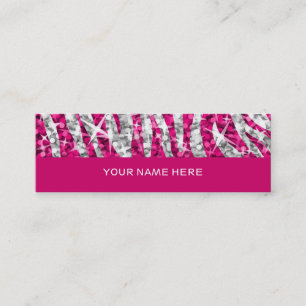 Glitz Zebra Pink business card skinny pink