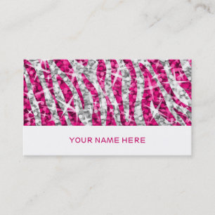 Glitz Zebra Pink business card white