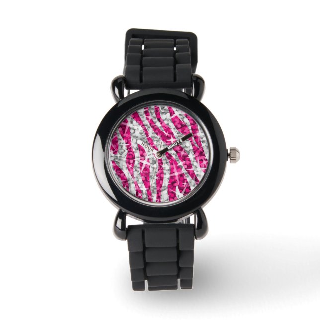 Glitz Zebra Pink print watch (Front)