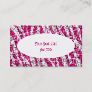 Glitz Zebra Pink white oval business card