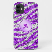 Glitz Zebra Purple monogram iPhone case purple