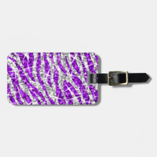Glitz Zebra Purple 'text' luggage tag