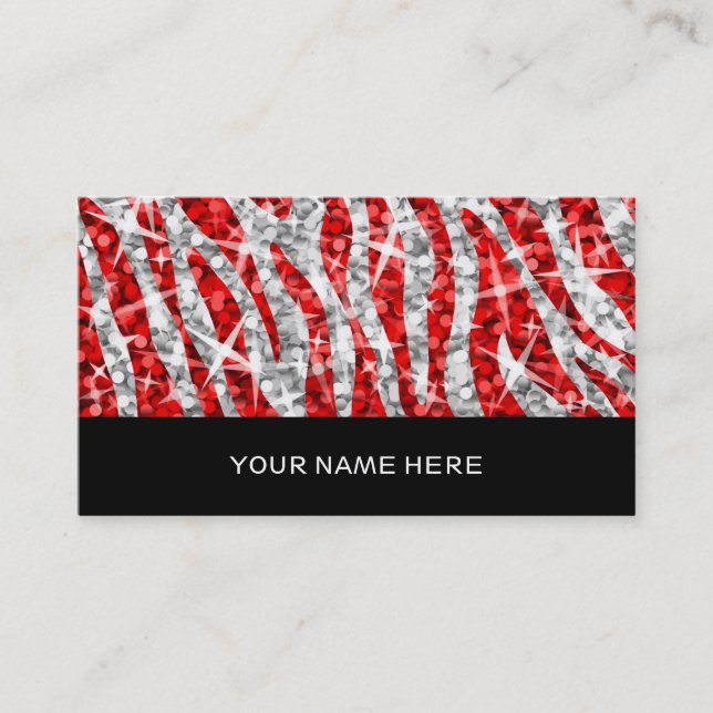 Glitz Zebra Red carte de visite noir (Devant)