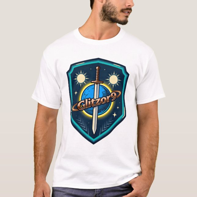 Glitzor9 “Twin Suns Shield” Emblem Tee (Front)
