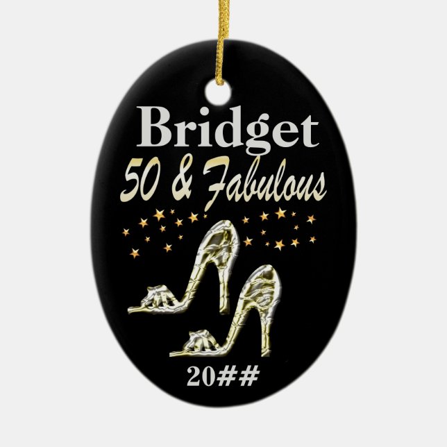 GLITZY 50TH DATED & PERSONALIZED ORNAMENT (Front)