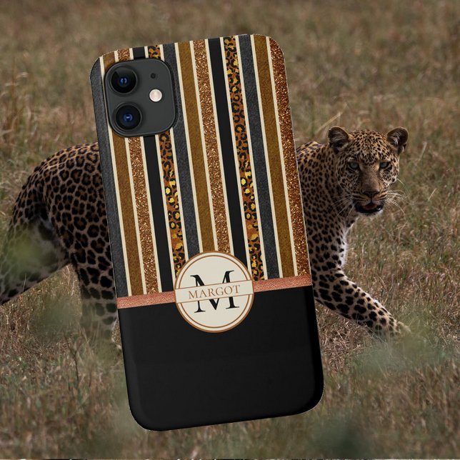 Glitzy Animal Print Stripes Copper Glitter  Case-Mate iPhone Case (Creator Uploaded)