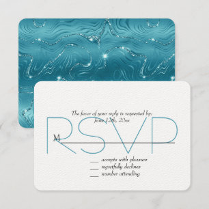 Glitzy Aqua Blue RSVP