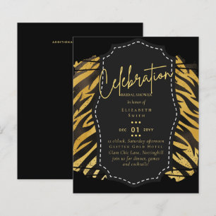 Glitzy Black Gold Bridal Shower Theme Invitations