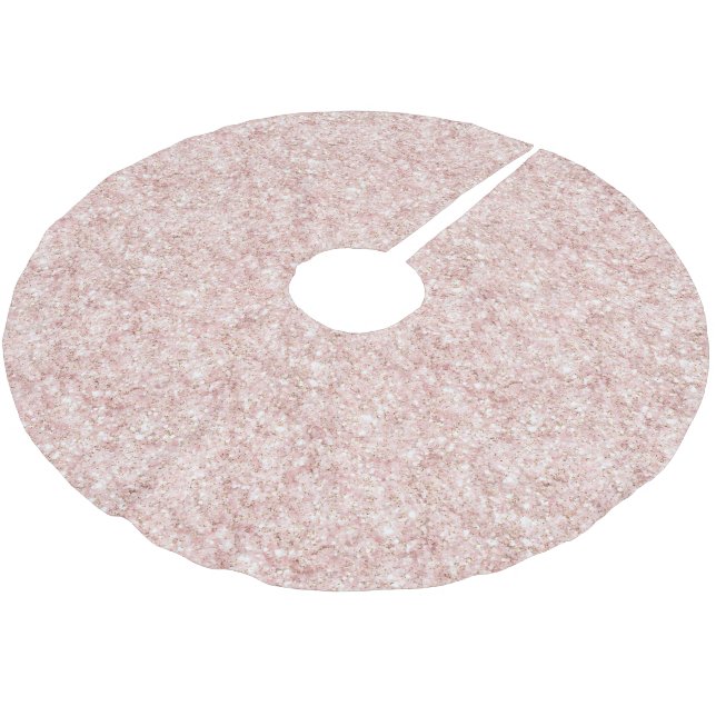 Glitzy Blush Pink Glitter Christmas Brushed Polyester Tree Skirt (Angled)