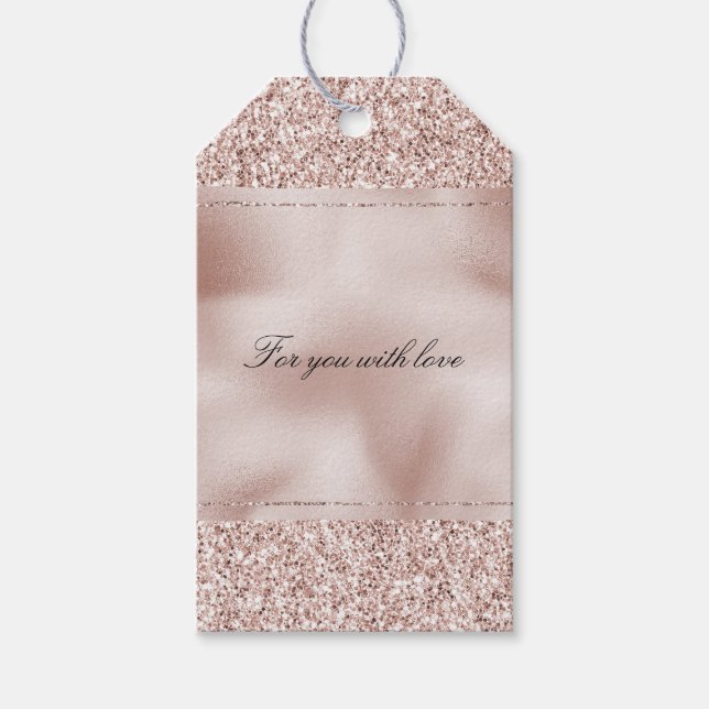 Glitzy Blush Pink Glitter Gift Tags (Front)