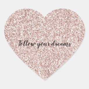 Glitzy Blush Pink Glitter   Heart Sticker