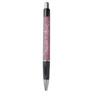 Glitzy Boysenberry Pink Gold Glitter Sparkle Pen