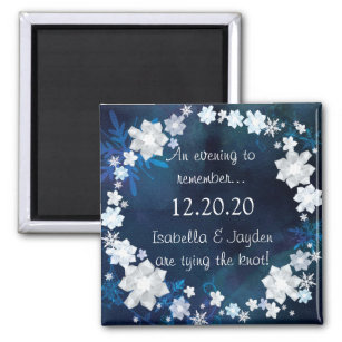 Glitzy Bridal Wreath Winter Wedding Save the Date Magnet