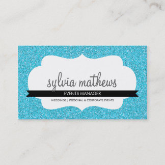 GLITZY BUSINESS CARD sparkly glitter turquoise