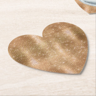 Glitzy Champagne Gold Sparkle Glam Paper Coaster