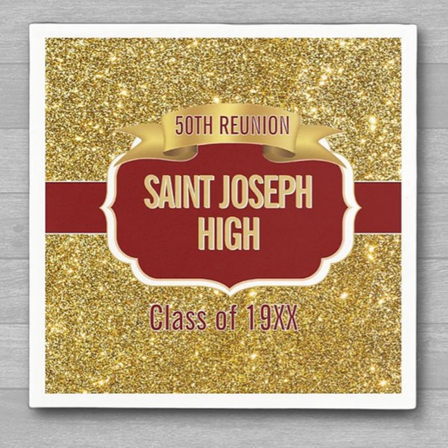 Glitzy, custom 50th Class Reunion  Napkin (Creator Uploaded)