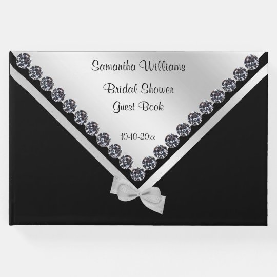 Glitzy Diamonds & Silver Bow Bridal Shower Guest Book