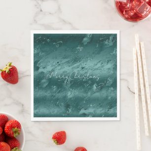 Glitzy Emerald Green Ombre Marble            Napkin