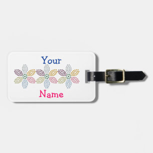 GLITZY FLOWERED PERSONALED LUGGAGE TAGS TEMPLATE