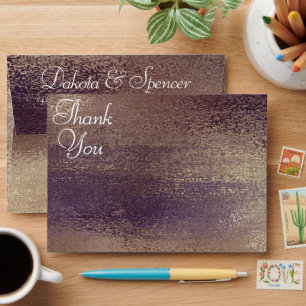 Glitzy Foil   Golden Bronze Copper Glam Thank You Envelope