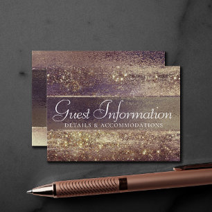 Glitzy Foil Golden Bronze Copper Guest Details Enclosure Card