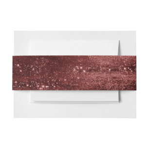 Glitzy Foil Henna Crimson Red Faux Glitter Shine Invitation Belly Band