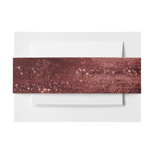 Glitzy Foil | Henna Crimson Red Faux Glitter Shine Invitation Belly Band (Front Example)