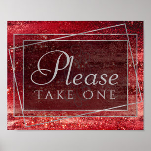 Glitzy Foil Henna Crimson Red Please Take One Poster