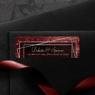 Glitzy Foil Henna Crimson Red Sparkle Address