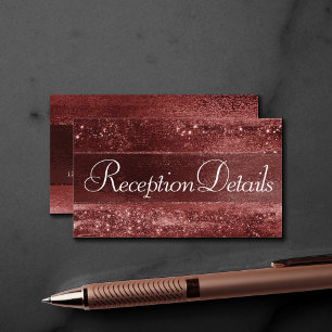 Glitzy Foil Henna Crimson Red Sparkle Reception Enclosure Card