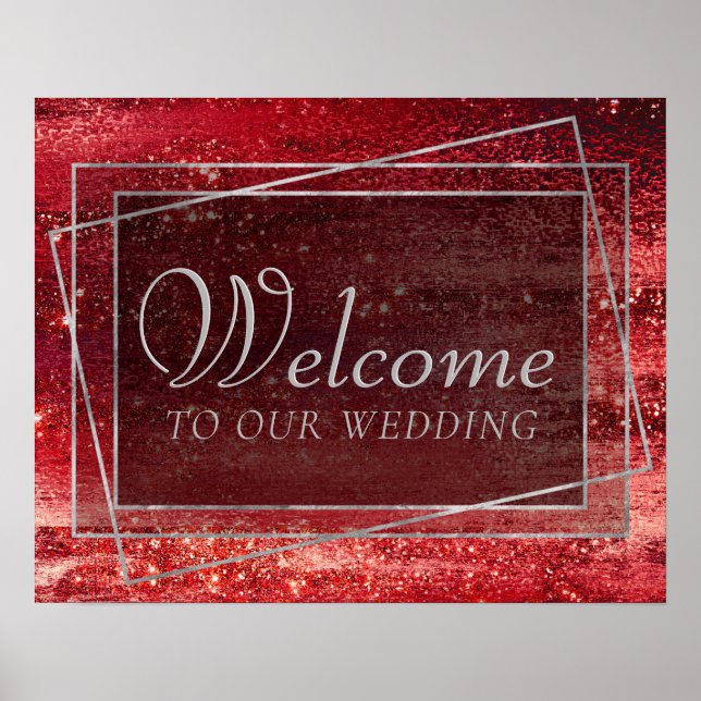 Glitzy Foil | Henna Crimson Red Sparkle Welcome Poster (Front)