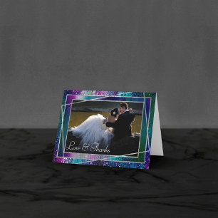 Glitzy Foil   Holographic Iridescent Ombre Photo Thank You Card