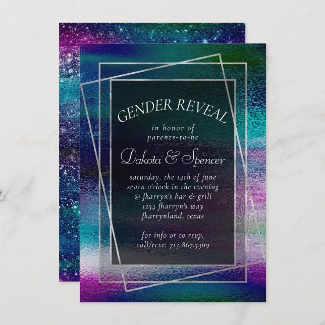 Glitzy Foil | Holographic Iridescent Ombre Shower Invitation (Front/Back)