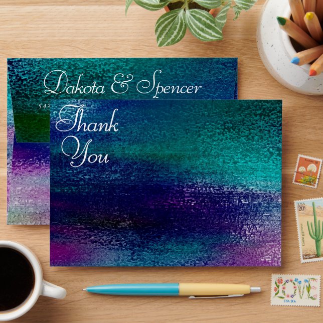 Glitzy Foil | Holographic Iridescent Thank You Envelope (Desk)