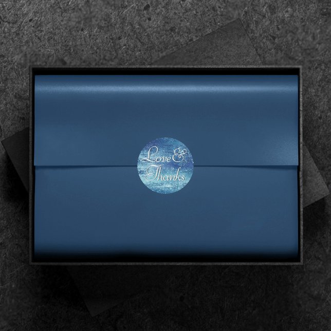 Glitzy Foil | Ice Blue Faux Iridescent Thank You Classic Round Sticker (Creator Uploaded)