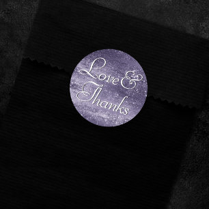 Glitzy Foil Indigo Midnight Purple Thank You Classic Round Sticker