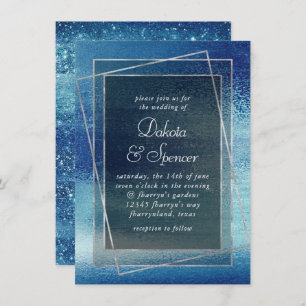Glitzy Foil   Iridescent Ice Blue Faux Glitter Invitation