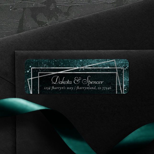 Glitzy Foil | Minuit Turquoise Faux Adresse métall (Créateur téléchargé)