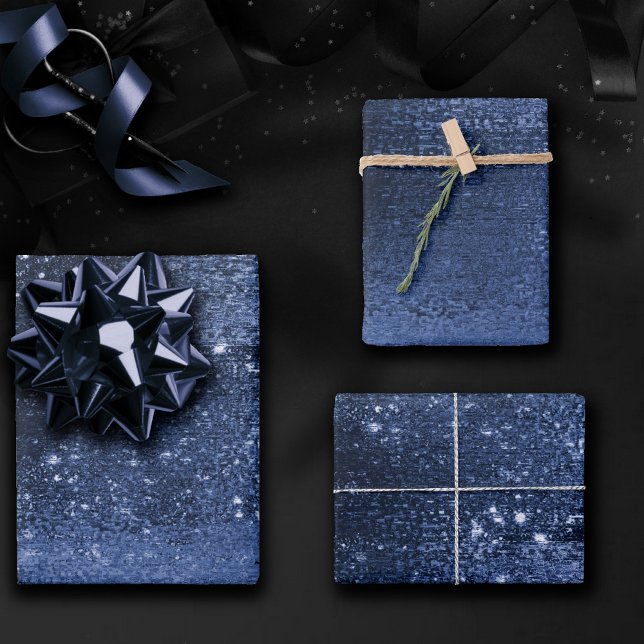 Glitzy Foil | Navy Blue Dark Faux Glitter Sparkle Wrapping Paper Sheet (Creator Uploaded)
