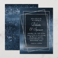 Glitzy Foil | Navy Blue Faux Glam Metallic Wedding