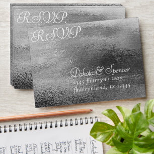 Glitzy Foil   Platinum Silver Faux Chrome RSVP Envelope