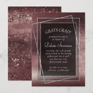 Glitzy Foil   Rose Gold Mauve Blush Graduation Invitation