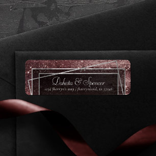 Glitzy Foil Rose Gold Mauve Pink Blush Address
